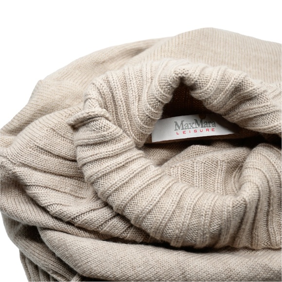 MAX MARA LEISURE Loose Fit Beige Roll Neck Wool Turtleneck Size S - Picture 4 of 10